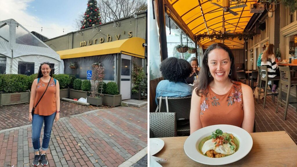 Brunch restaurants in Atlanta - Murphy's outside and inside with food