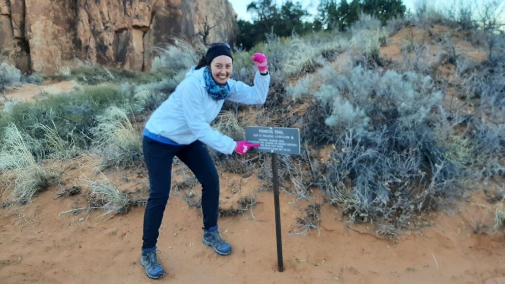 Primitive Trail sign with warning