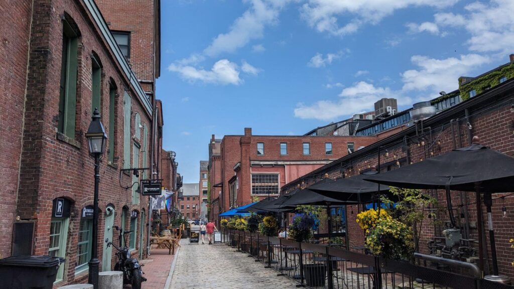 Historic street of the Old Port - Portland, Maine