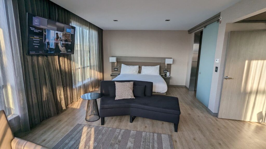 AC Hotel bedroom in Portland, Maine