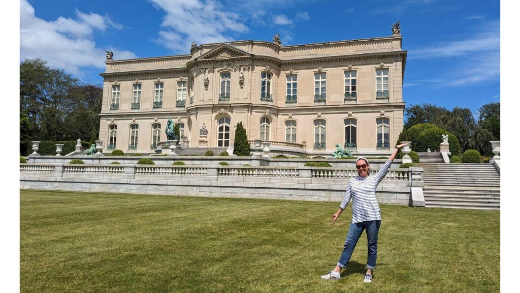 Posing in the back of the Elms mansion