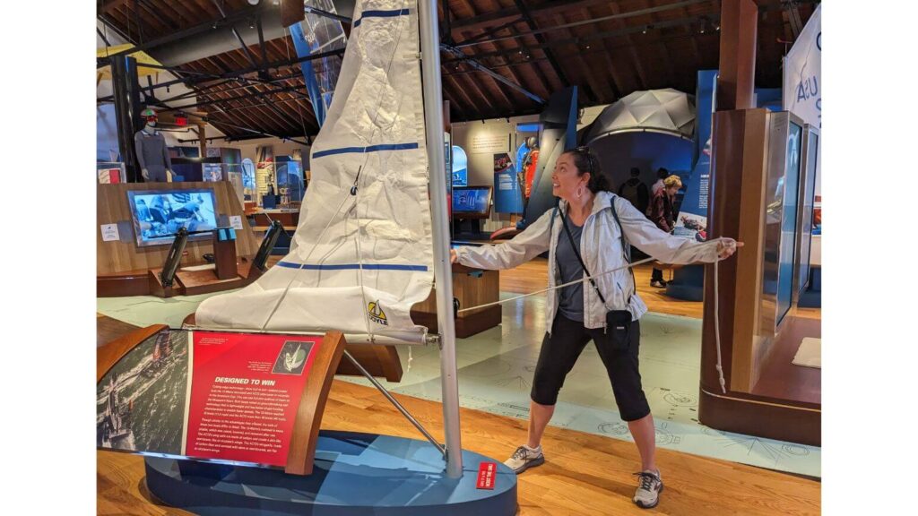 Interactive sail exhibit at The Museum of Sailing and National Sailing Hall of Fame