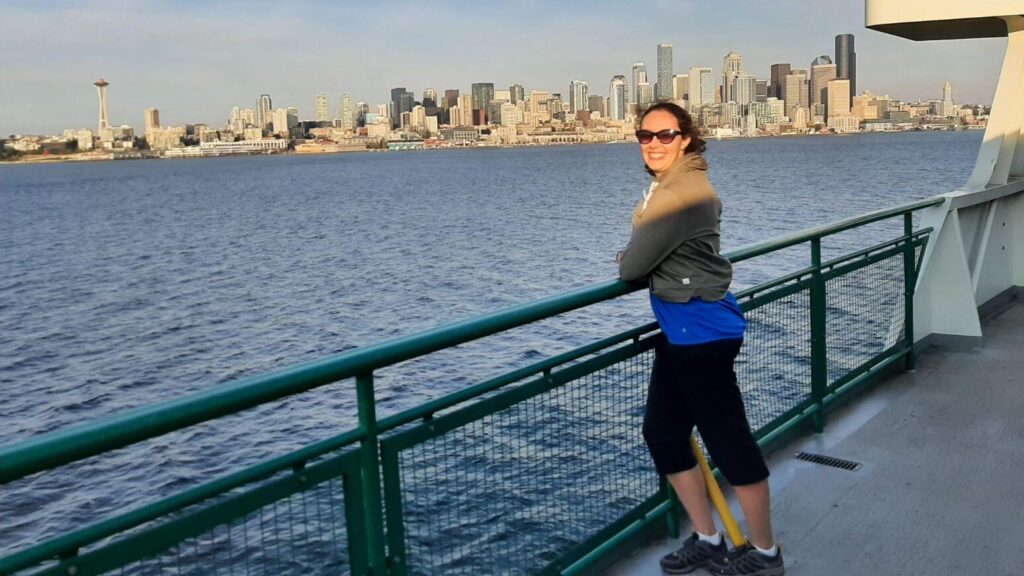 On the Bainbridge Island Ferry with a view of the Seattle skyline